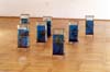 Prototypy, 1999, metalowe stela�e, szklane pojemniki, elementy z konopnego w��kna, elektrolit, bia�e serwety, przewody elektryczne