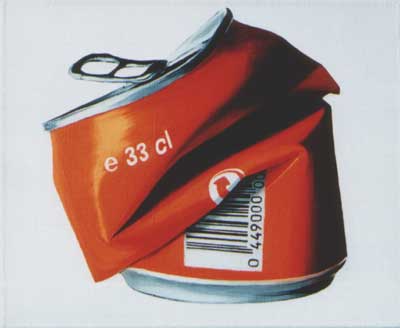 Zgnieciona aluminiowa puszka, 1997, olej,p��tno, 27x33 cm